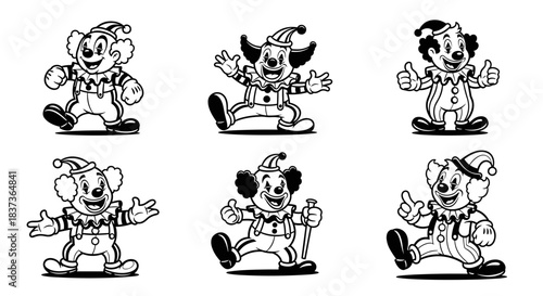 Vintage Cartoon Clowns Collection Set.