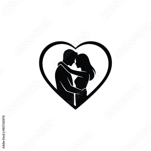 Couple Embracing in Heart Silhouette - Ultimate Romantic Love 