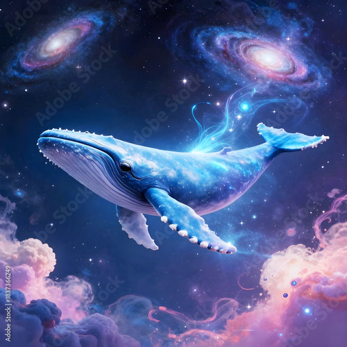 Underwater View of a Whale Swimming – Majestic Ocean Wildlife Illustration