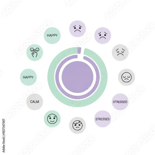 Emotional spectrum visualization showing diverse feelings and mood indicators, perfect for mental well-being and psychological health assessment