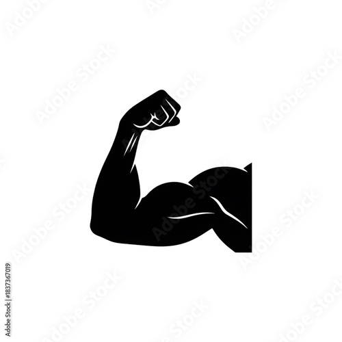 Bicep Flex Arm Strength Silhouette: Gym Vector Icon