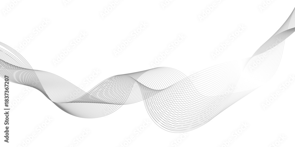 Fototapeta premium Minimalist abstract wave line background evoking Smoothness, abstract wave line vector illustration modern gradient white background with grey wavy lines.