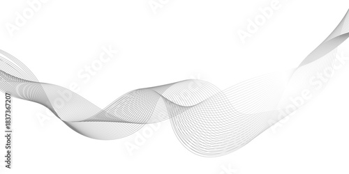 Minimalist abstract wave line background evoking Smoothness, abstract wave line vector illustration modern gradient white background with grey wavy lines.