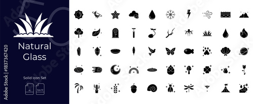 Natural Glass Solid Editable Icons set