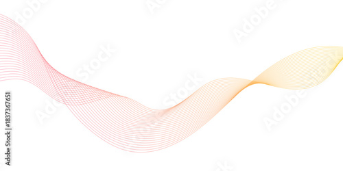 abstract pink and yellow curved lines in White Background, exhibiting a dynamic and harmonious composition against, flowing firefly dots create a vibrant wave line pattern.