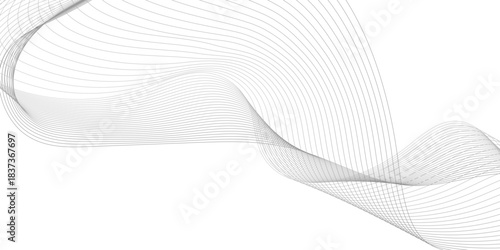 Abstract wave line design with flowing on white background, transitioning from light gray to dark gray, Abstract gray and white backgrounds gradient used for background, 
