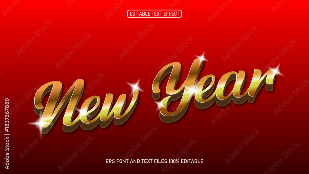 Fototapeta premium New Year 3D Golden Luxury Style text effect Editable