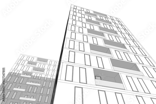 Building 3d structure. Architectural background. 