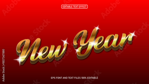 New Year 3D Golden Luxury Style text effect Editable