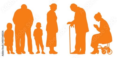 Diverse group of people in silhouette representing different ages and life stages