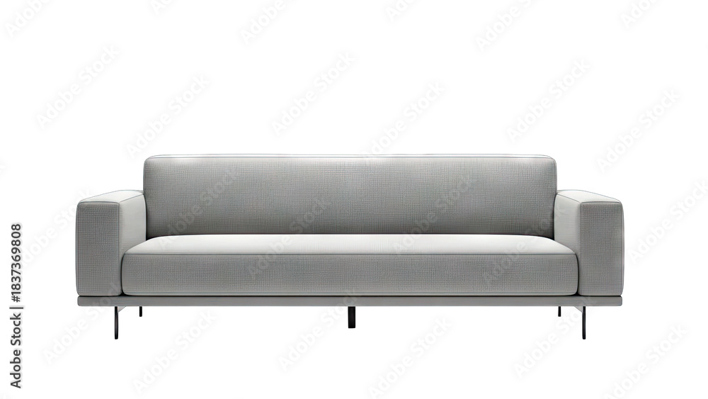 Fototapeta premium Modern Gray Sofa Isolated on White Background