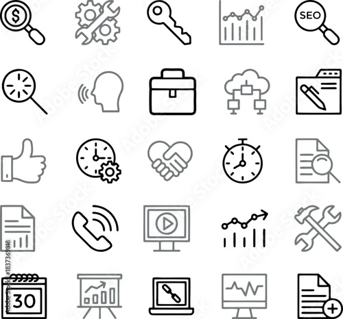 Flexible Outline Icon Collection — Multi-Purpose Vector Graphics for Websites, Mobile UI, Software Platforms, and UX Prototypes