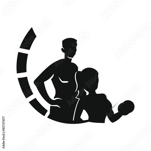 Muscular Man and Woman Silhouette | Fitness, Strength, Workout Vector