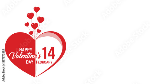 Happy Valentine’s Day Heart Balloon Background Vector Design