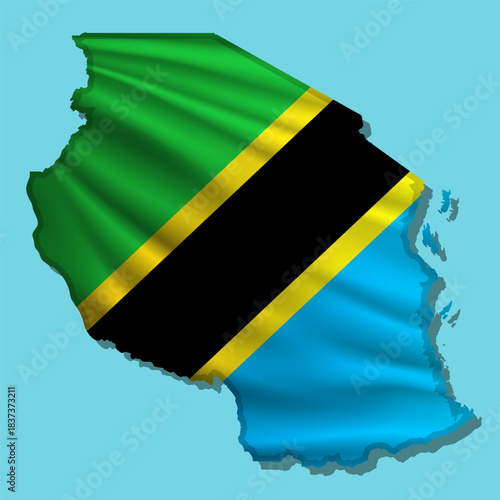 Vector flag Tanzania in the form of a map