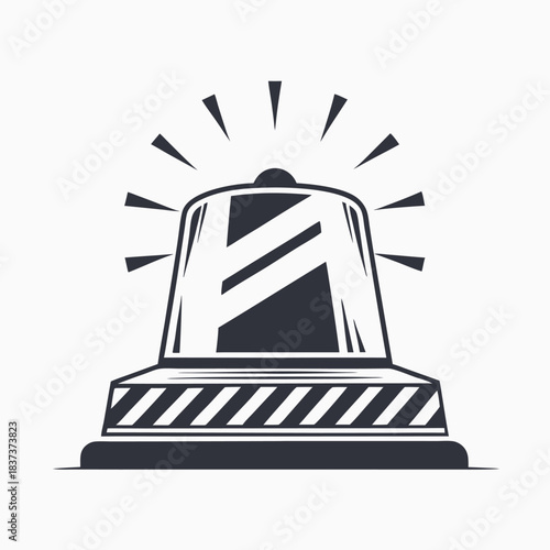 Monochrome Siren with Beams Warning Light Icon, Attention Signal Silhouette Design