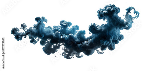 Vector blue smoke isolated on the transparent background.. A blue smoke cloud billowing gracefully against a white background.	
