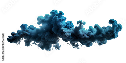 Vector blue smoke isolated on the transparent background.. A blue smoke cloud billowing gracefully against a white background.	
