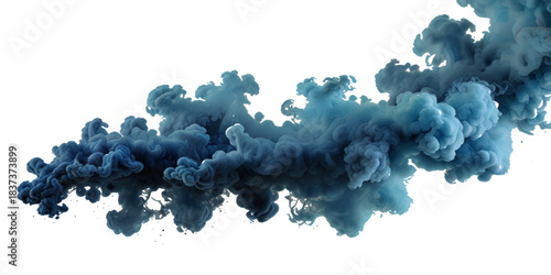 Vector blue smoke isolated on the transparent background.. A blue smoke cloud billowing gracefully against a white background.	
