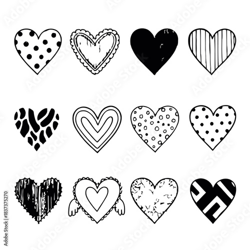 Simple Geometric Heart Set