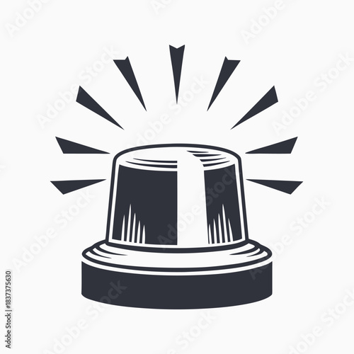 Silhouette of Isolated Black Medical Emergency Light with Star of Life Emblem