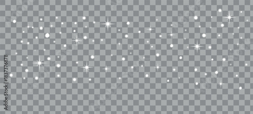 White Sparkle Dust Overlay on Light Transparent Background Glowing Light Particles Overlay Transparent Effect