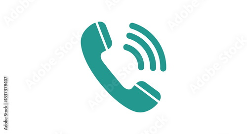 A teal phone handset graphic simple design and modern aesthetic silhouette