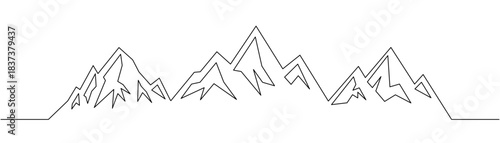 Mountain ridge outline. Minimalist line drawing for outdoor trekking, hiking, climbing and alpine adventure designs