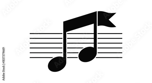 A black musical note design with lines a striking silhouette