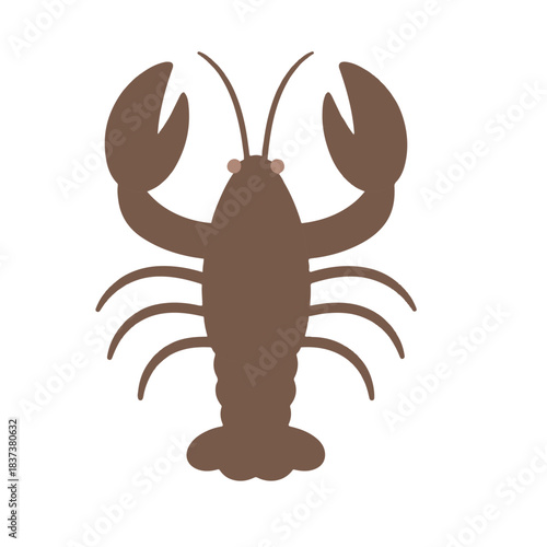 Elegant lobster vector with smooth curves,ones, minimal flat cartoon styling.