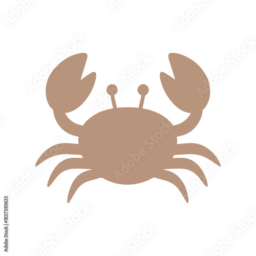 Elegant crab vector with smooth curves, warm tones, and minimal flat cartoon styling.