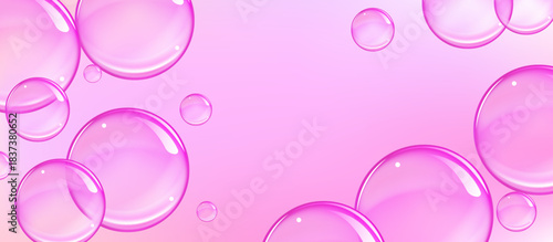 Pink fizzy air and bubble gum texture with dreamy sparkling collagen bubbles.