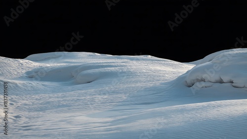 Realistic 3D Snow Drift Texture on Black Background