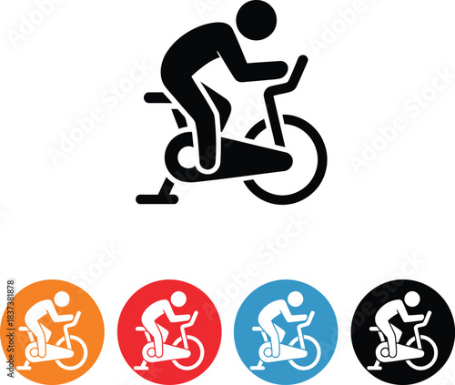 Indoor Exercise Bike Spinning Icon Vector
