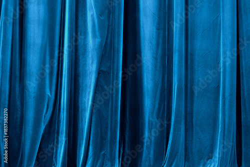 Bright Blue Velvet Stage Curtains Texture Background