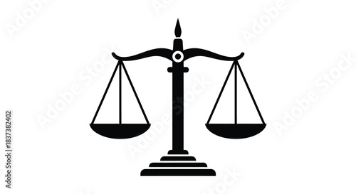 A classic symbol of justice represented by balance scales a striking silhouette