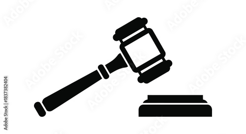 A black silhouette of a gavel and sounding block legal justice symbol silhouette