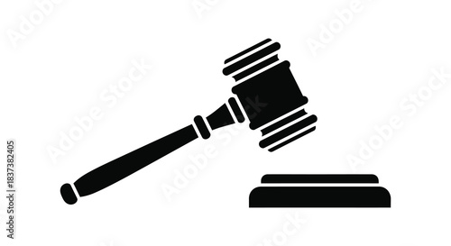 A striking black and white image of a gavel a symbol of justice silhouette