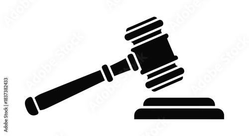 A black gavel and sounding block graphic a symbol of justice silhouette