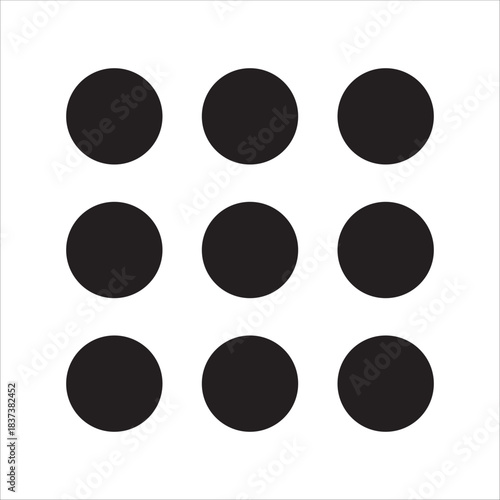 9 dots menu icon. Icon symbol for application menu, more, list menu, main page. Vector icon button for user interface.