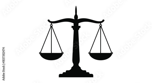 A black scale of justice symbolizing balance and fairness silhouette