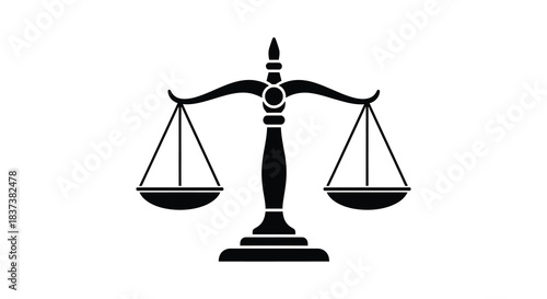 A black scale of justice illustration representing balance and legal concepts silhouette