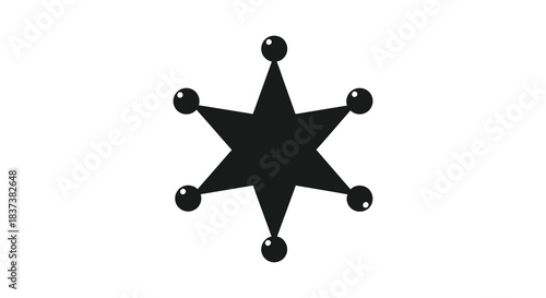 A striking black starburst shape with circular details a bold silhouette