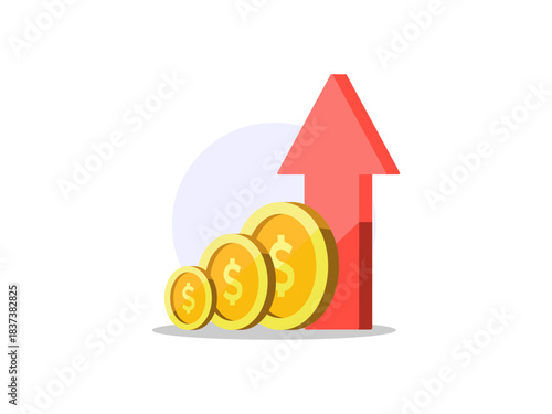 finance growth vector, golden coin increase graph, success finance grow up arrow, grow stock market concept
