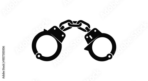 Black metal handcuffs with a chain a stark visual representation silhouette