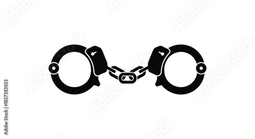 Black and white illustration of handcuffs a symbol of restraint silhouette