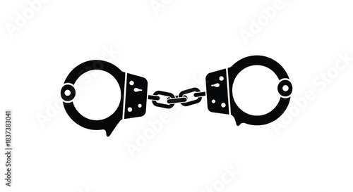 Black and white illustration of handcuffs a symbol of restraint silhouette
