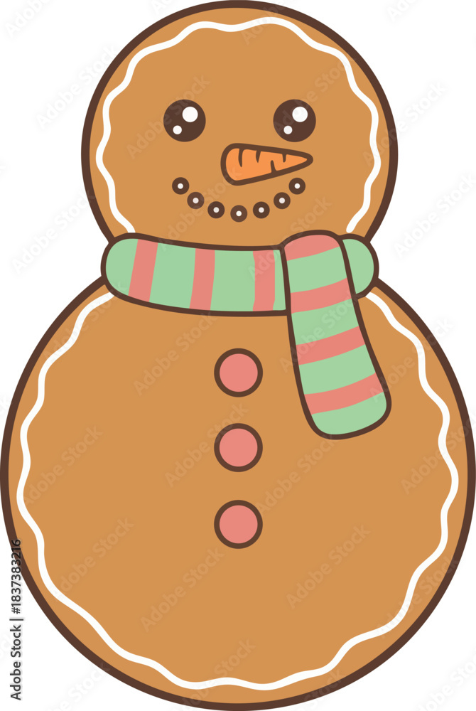 Obraz premium Winter Snowman Cookie Dessert Illustration