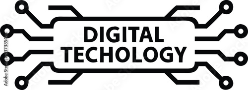 Digital technology circuit board icon abstract concept illustration