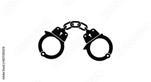 Black handcuffs isolated on a white background a stark visual silhouette